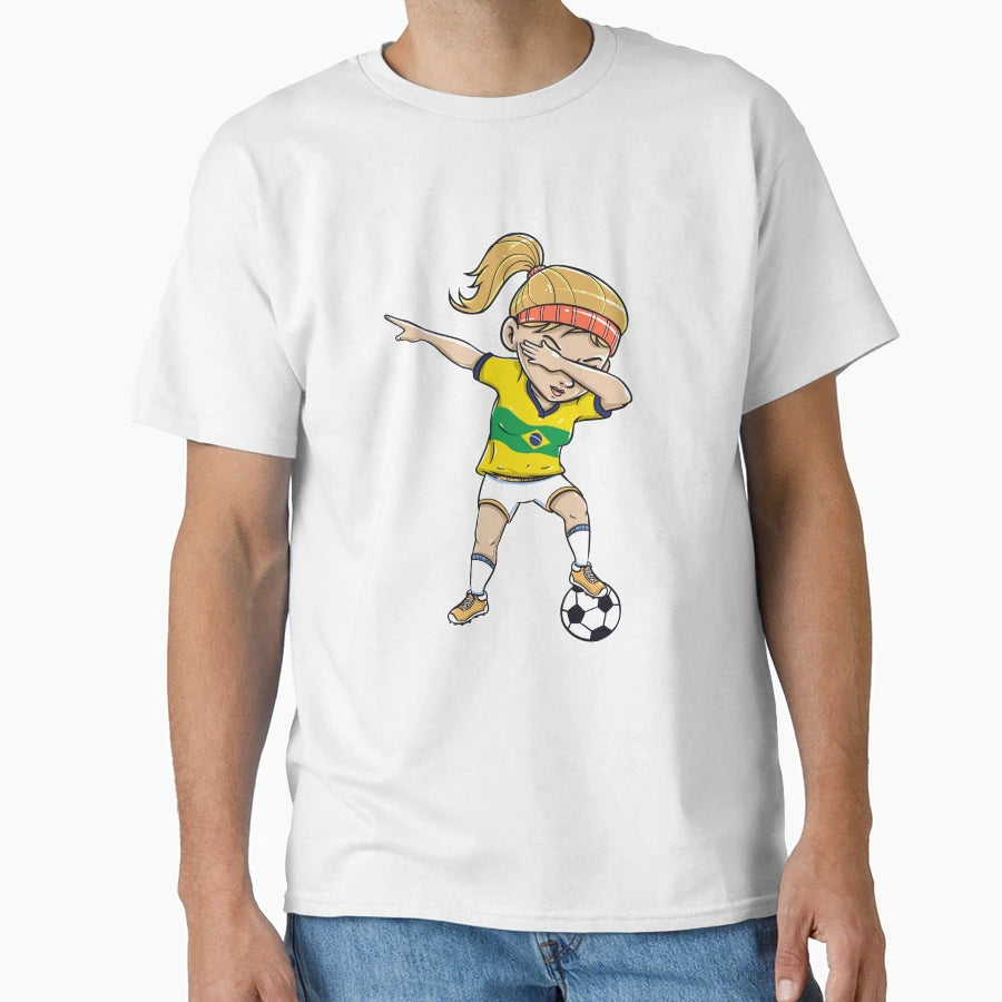 Dabbing Soccer Player Funny Brazil T-Shirt - Casual Everyday Wear Unisex - T-Shirt, Sweatshirt, Hoodie