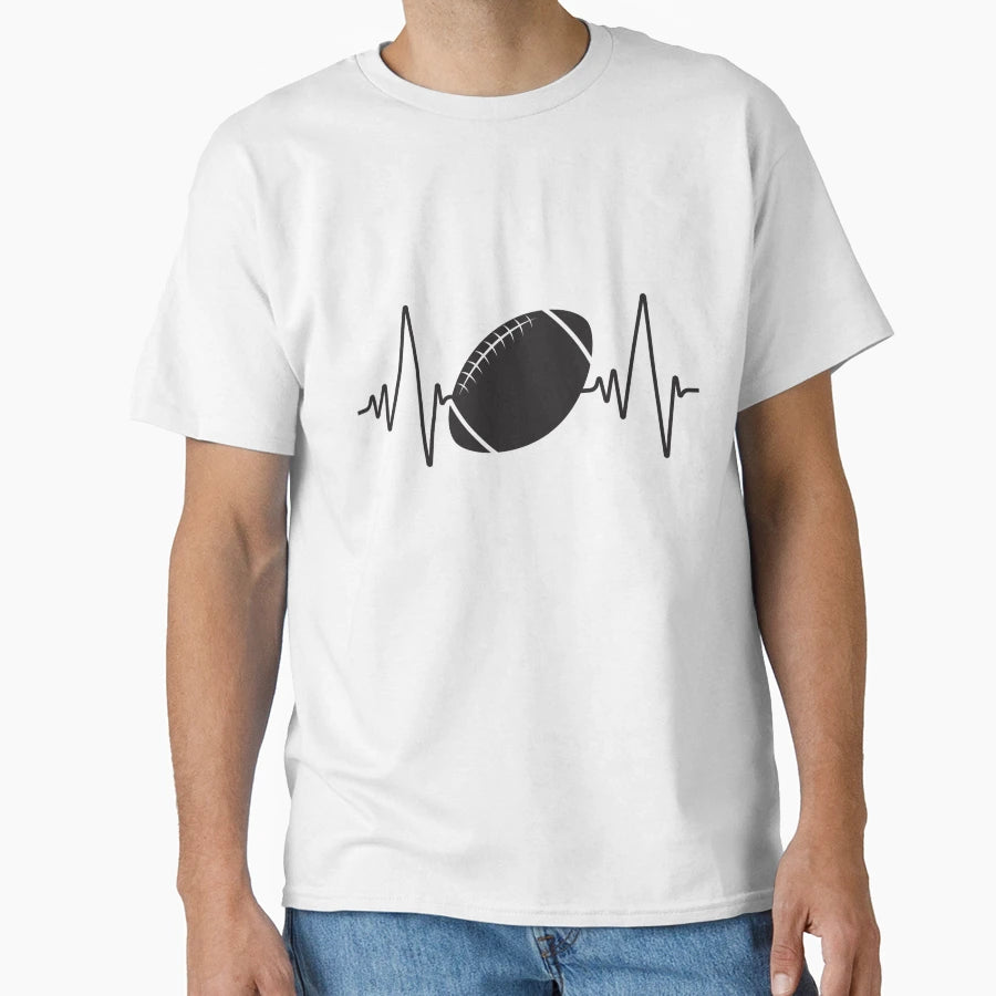 Heartbeat And Football Home Decor T-Shirt - Custom Art Print Unisex - T-Shirt, Sweatshirt, Hoodie