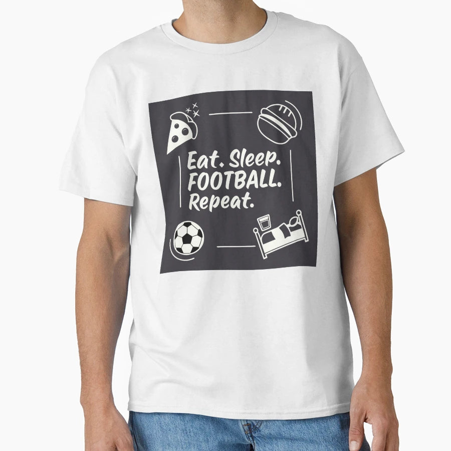 Eat Sleep Football Repeat Minimal T-Shirt - Minimalist Print for Adults - T-Shirt, Sweatshirt, Hoodie