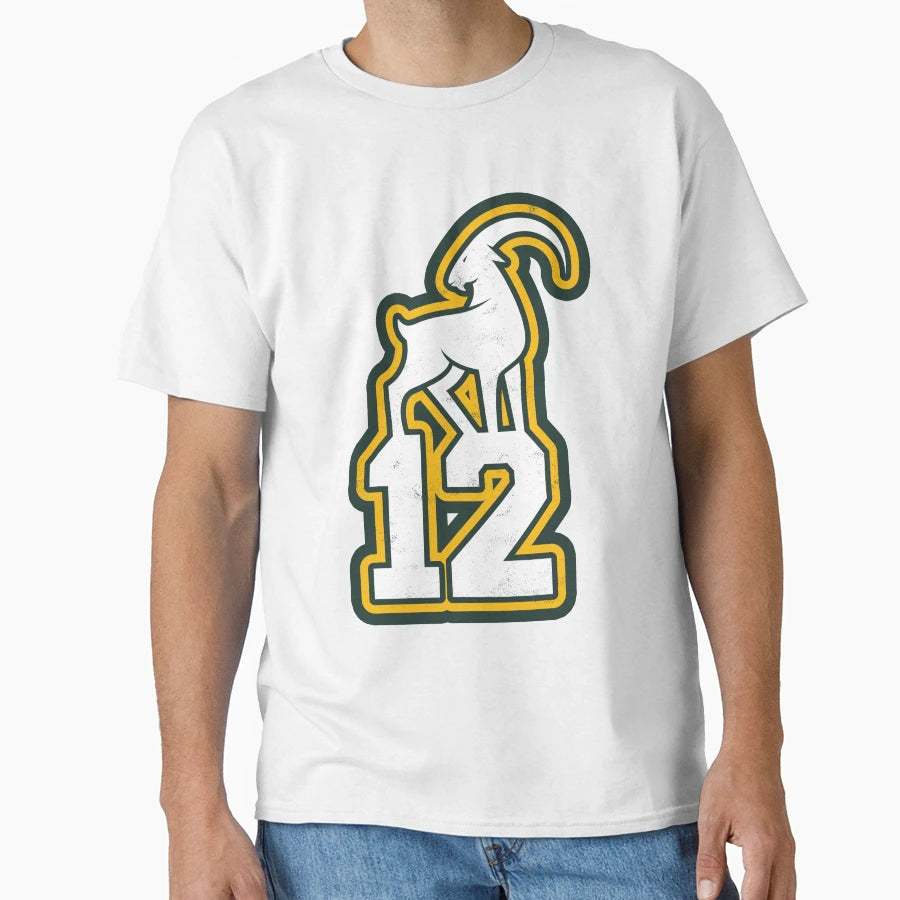 Goat 12 Green Bay Brady T-Shirt - Unique Graphic Unisex - T-Shirt, Sweatshirt, Hoodie