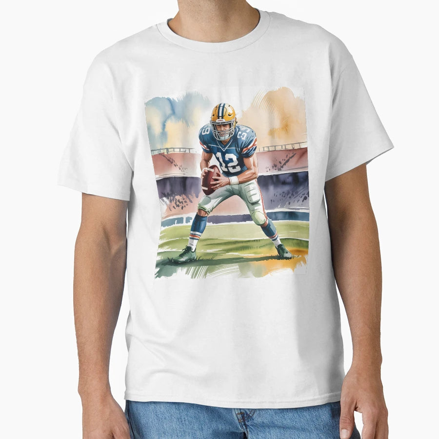 Watercolor Football Player T-Shirt - Trendy Graphic Unisex - T-Shirt, Sweatshirt, Hoodie