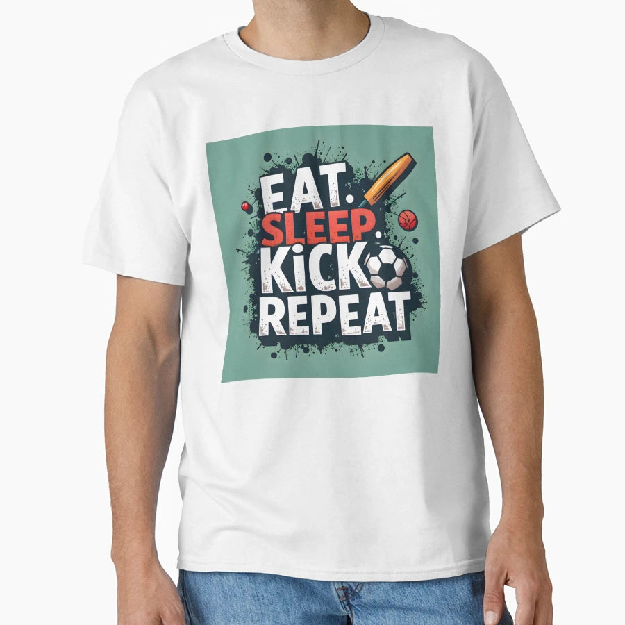 Eat Sleep Soccer Repeat Football T-Shirt - Minimalist Print for Adults - T-Shirt, Sweatshirt, Hoodie