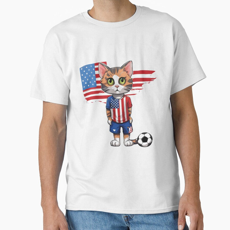 USA Sports Team: a Cat wearing colours of American - Adult & Kids T-Shirts, Sweatshirts & Hoodies apparel design preview 1