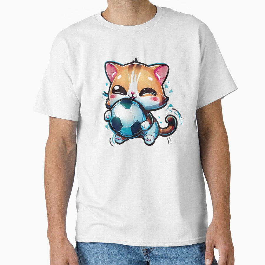Cute Kawaii Cat Holding a Soccer Ball by Numero14 - Adult & Kids T-Shirts, Sweatshirts & Hoodies apparel design preview 1