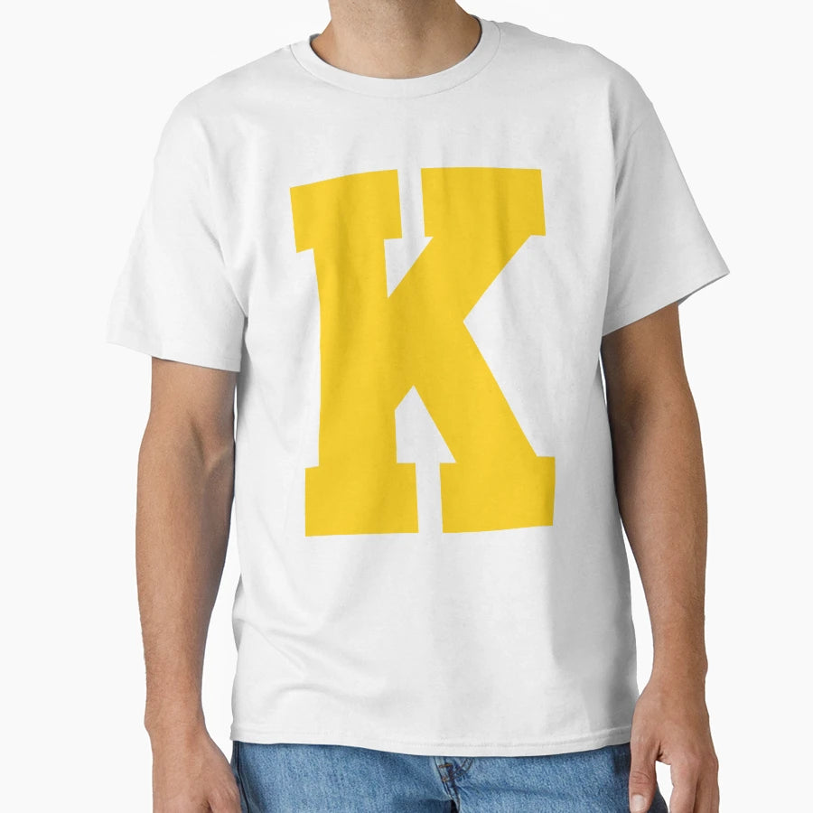 Alphabet Yellow K Sports Letter K T-Shirt - Graphic Print for Adults - T-Shirt, Sweatshirt, Hoodie