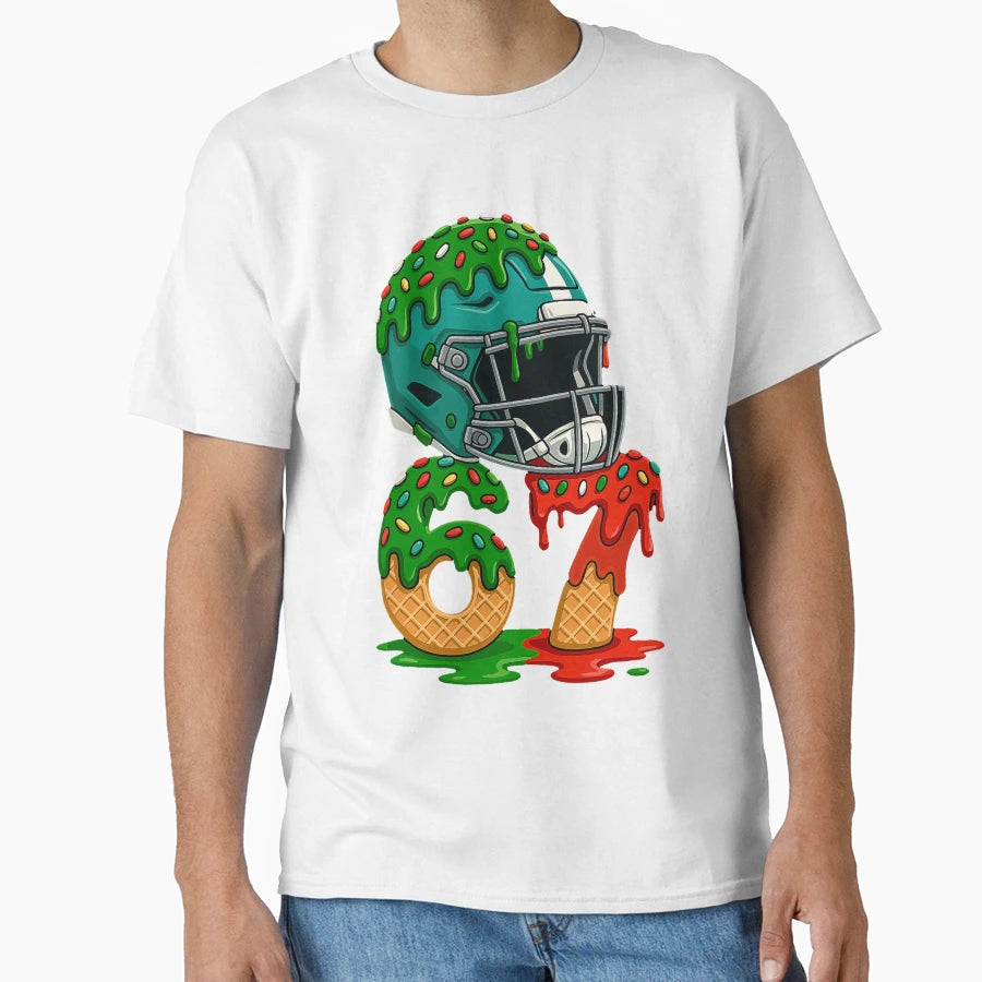 American Football Helmet Melting T-Shirt - Trendy Graphic Men Women - T-Shirt, Sweatshirt, Hoodie