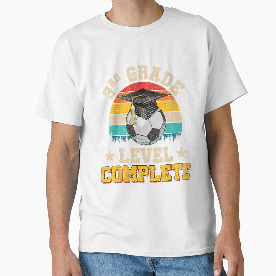 3rd Grade Level Complete For Soccer Boy, Last Day Of - Adult & Kids T-Shirts, Sweatshirts & Hoodies apparel design preview 1