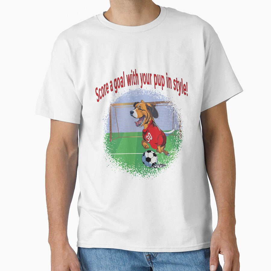 Funny drawing of a dog playing soccer by Idea y - Adult & Kids T-Shirts, Sweatshirts & Hoodies apparel design preview 1
