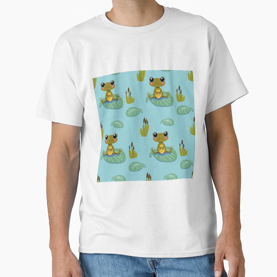 Cute Frog Sitting On Lake by LarinaBeauty - Adult & Kids T-Shirts, Sweatshirts & Hoodies apparel design preview 1