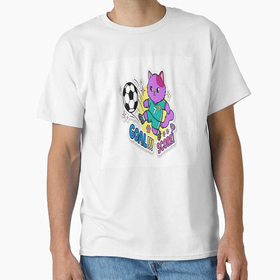 Cute Soccer Cat Goal by MochiMeteor - Adult & Kids T-Shirts, Sweatshirts & Hoodies apparel design preview 1