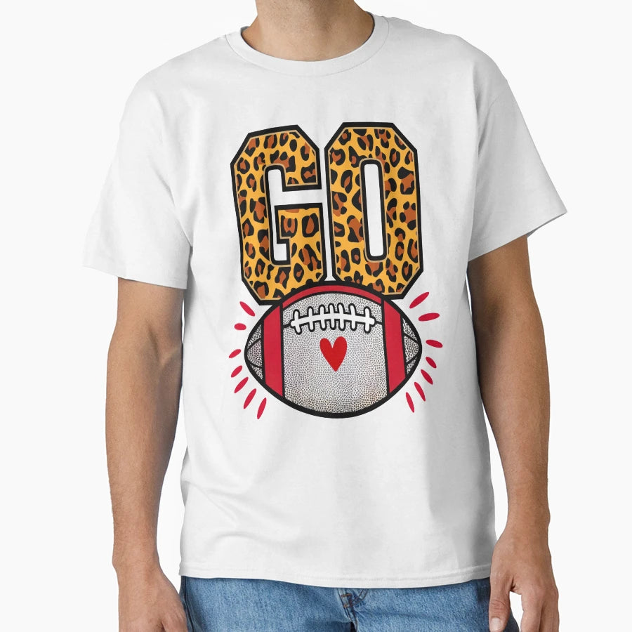 Go American Football Leopard T-Shirt - Fun Novelty Design Unisex - T-Shirt, Sweatshirt, Hoodie