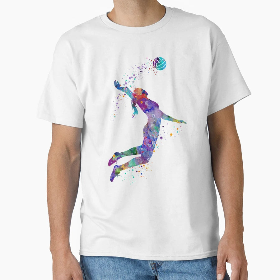 Volleyball Watercolor Painting Art T-Shirt - Novelty Apparel Men Women - T-Shirt, Sweatshirt, Hoodie