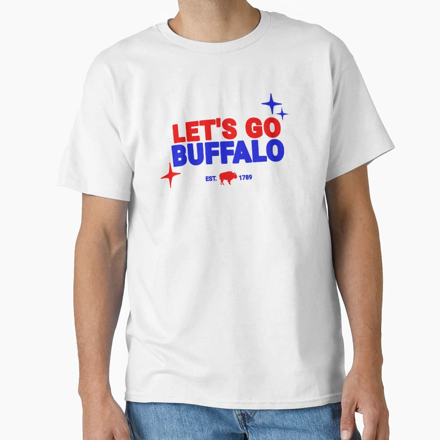 Lets Go Buffalo Football Colors T-Shirt - Aesthetic Graphic for Adults - T-Shirt, Sweatshirt, Hoodie
