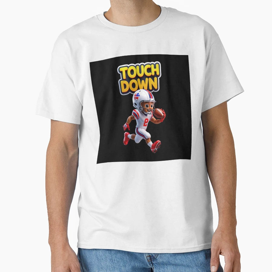 Cartoon American Football Player Running T-Shirt - Minimalist Print Unisex - T-Shirt, Sweatshirt, Hoodie