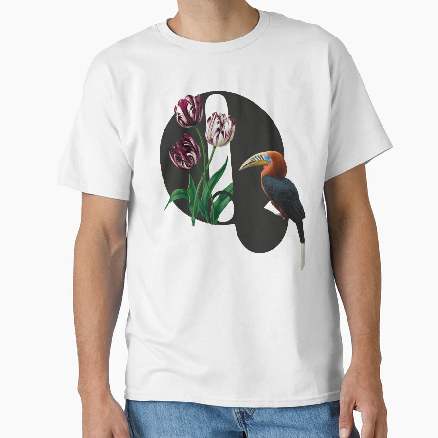 Botanical Alphabet Q T-Shirt - Streetwear Style Men Women - T-Shirt, Sweatshirt, Hoodie