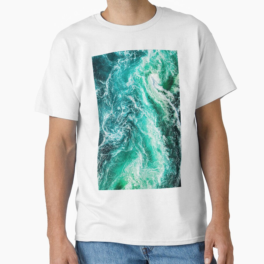 Green Ocean Waves Top Down View by Kleon Seo - Adult & Kids T-Shirts, Sweatshirts & Hoodies apparel design preview 1