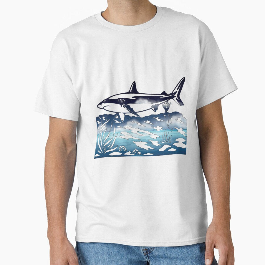 Ocean At Night Reef Shark by damonasplace - Adult & Kids T-Shirts, Sweatshirts & Hoodies apparel design preview 1