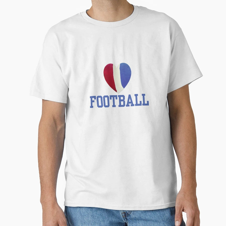 Heart Football Red White Blue T-Shirt - Streetwear Style for Adults - T-Shirt, Sweatshirt, Hoodie