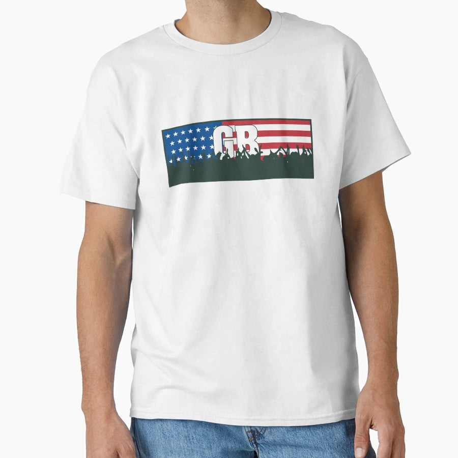 Cheering Green Bay Gb Flag T-Shirt - Novelty Apparel for Adults - T-Shirt, Sweatshirt, Hoodie