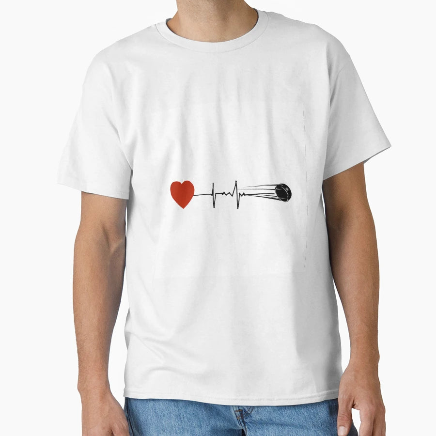 Hockey Heartbeat T-Shirt - Trendy Graphic Unisex - T-Shirt, Sweatshirt, Hoodie