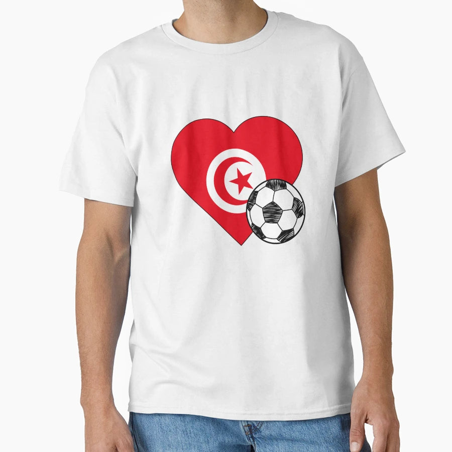 Tunisia Soccer Heart T-Shirt - Unique Graphic for Adults - T-Shirt, Sweatshirt, Hoodie