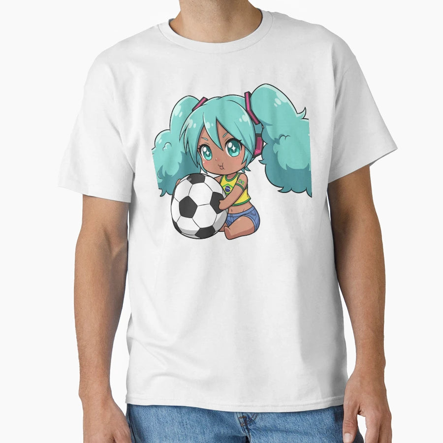 Chibi Brazil Miku Kawaii Tan Anime T-Shirt - Minimalist Print Men Women - T-Shirt, Sweatshirt, Hoodie