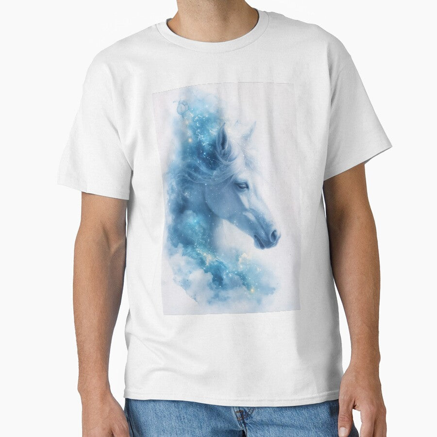 Starlit Elegance of a White Horse by AshiraCreations - Adult & Kids T-Shirts, Sweatshirts & Hoodies apparel design preview 1