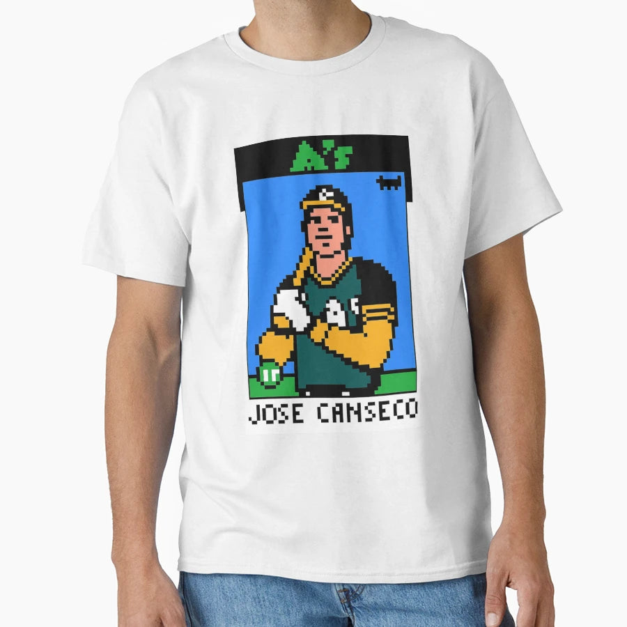 Jos Canseco 8 Bit Baseball Card Tribute T-Shirt - Fun Novelty Design Unisex - T-Shirt, Sweatshirt, Hoodie