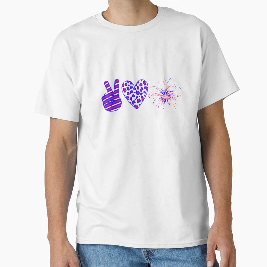 Peace Love Fireworks T-Shirt - Aesthetic Graphic for Adults - T-Shirt, Sweatshirt, Hoodie