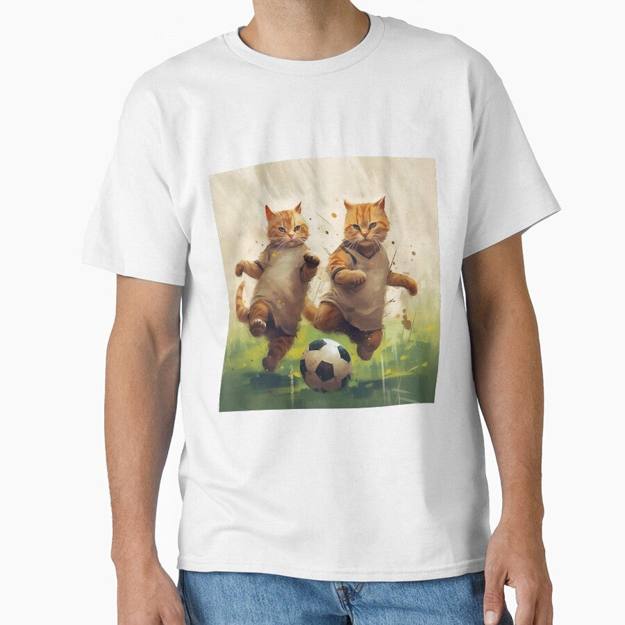 Brother Cats Are Practicing Soccer on a Rainy Day by - Adult & Kids T-Shirts, Sweatshirts & Hoodies apparel design preview 1