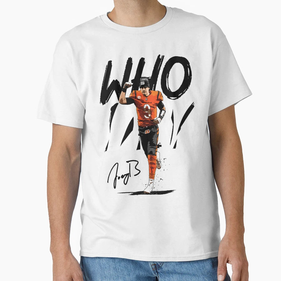 Who Dey Burrow Cincinnati American T-Shirt - Novelty Apparel for Adults - T-Shirt, Sweatshirt, Hoodie