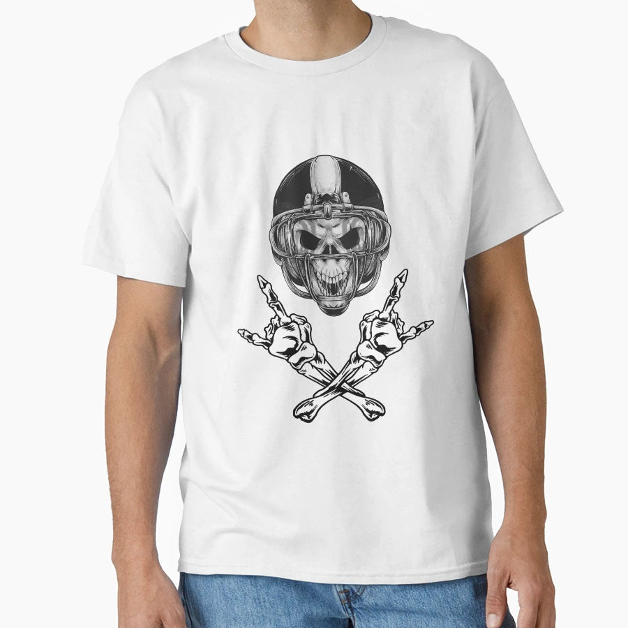 Football Helmet Skeleton Skull Head T-Shirt - Casual Everyday Wear Unisex - T-Shirt, Sweatshirt, Hoodie