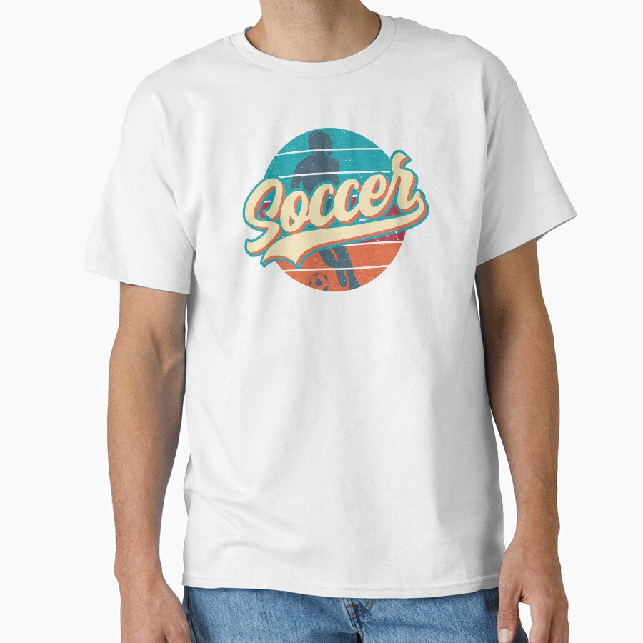 Soccer Retro Vintage Sunset (female player WOSO) by - Adult & Kids T-Shirts, Sweatshirts & Hoodies apparel design preview 1