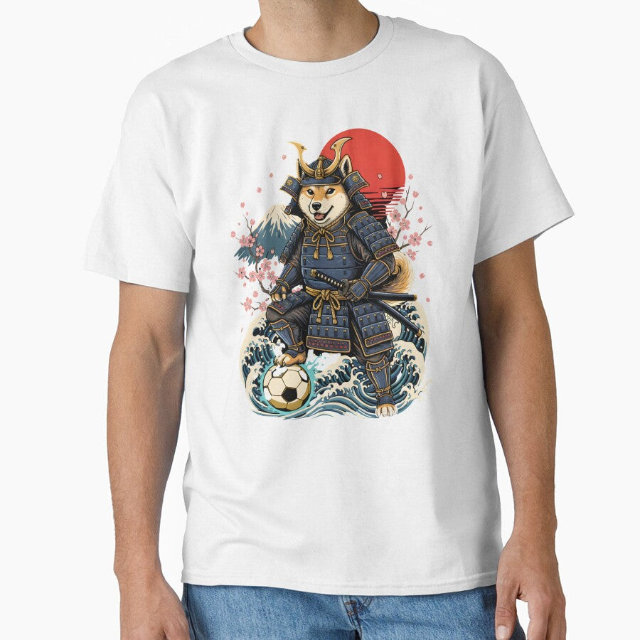 Japanese Soccer Samurai Shiba Inu Ukiyo-e Art - Adult & Kids T-Shirts, Sweatshirts & Hoodies apparel design preview 1