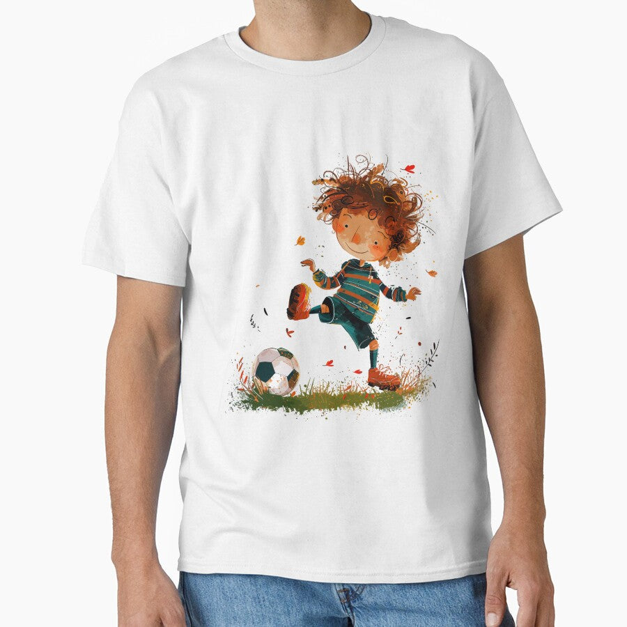 Little Boy Playing Soccer by Liededrom. - Adult & Kids T-Shirts, Sweatshirts & Hoodies apparel design preview 1