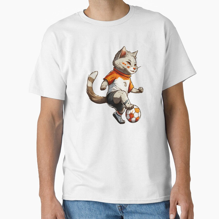 Soccer Cat Vintage Sports Design by GabrieSketcham - Adult & Kids T-Shirts, Sweatshirts & Hoodies apparel design preview 1
