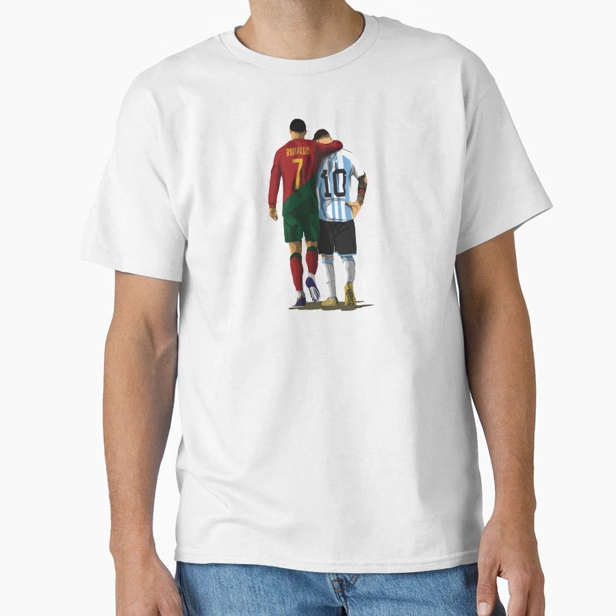 Messi Ronaldo Chit Chat Illustration T-Shirt - Aesthetic Graphic for Adults - T-Shirt, Sweatshirt, Hoodie