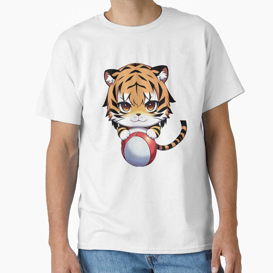 Adorable Baby Tiger Holding Volleyball by BAYFAIRE - Adult & Kids T-Shirts, Sweatshirts & Hoodies apparel design preview 1