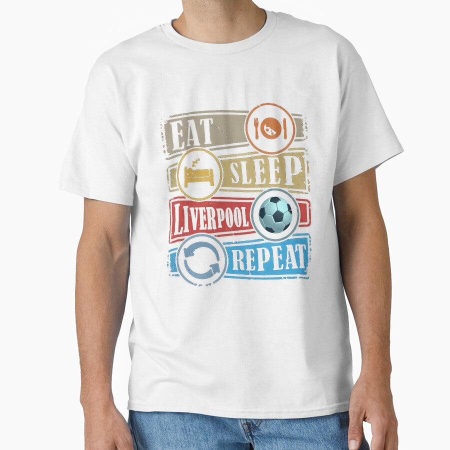 Eat sleep Liverpool football repeat by smallcatvn - Adult & Kids T-Shirts, Sweatshirts & Hoodies apparel design preview 1