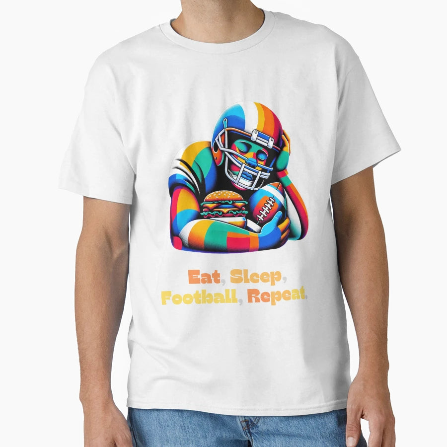 Eat Sleep Football Repeat T-Shirt - Custom Art Print for Adults - T-Shirt, Sweatshirt, Hoodie