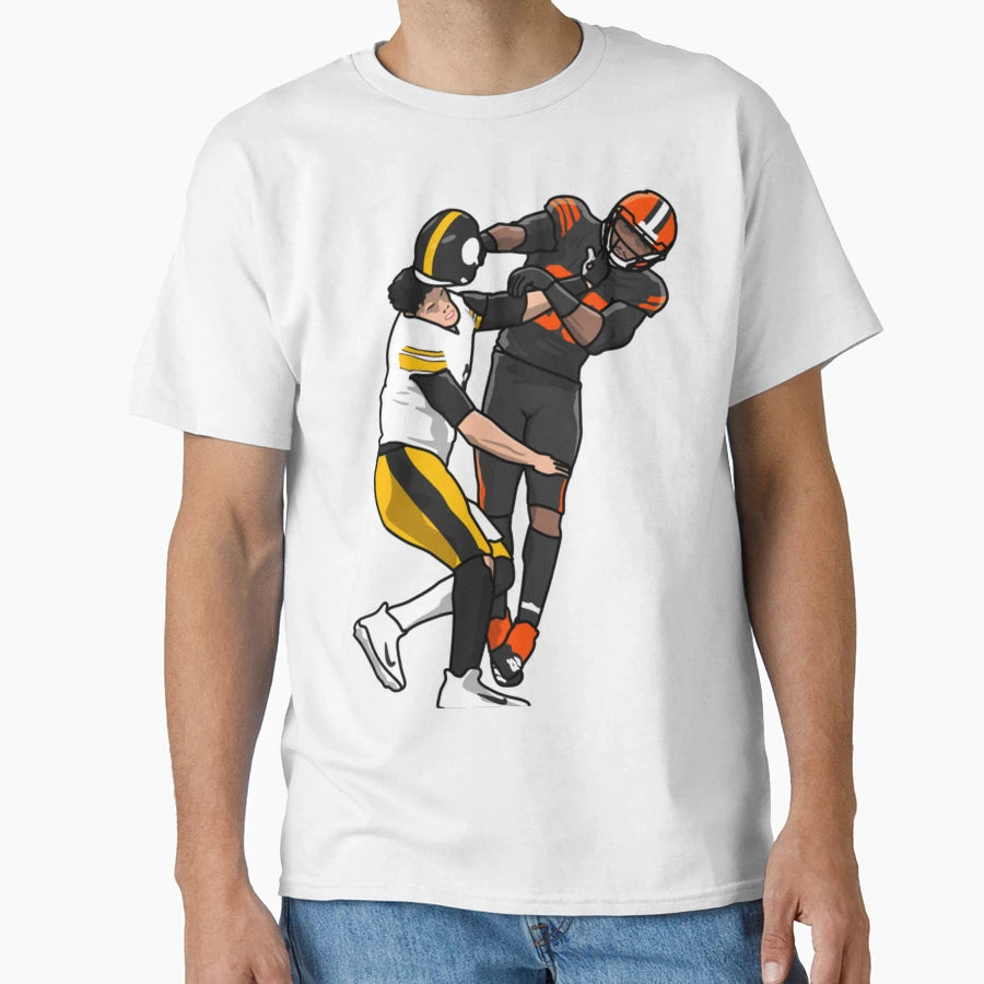 Football Helmet Fight Moment T-Shirt - Graphic Print Men Women - T-Shirt, Sweatshirt, Hoodie