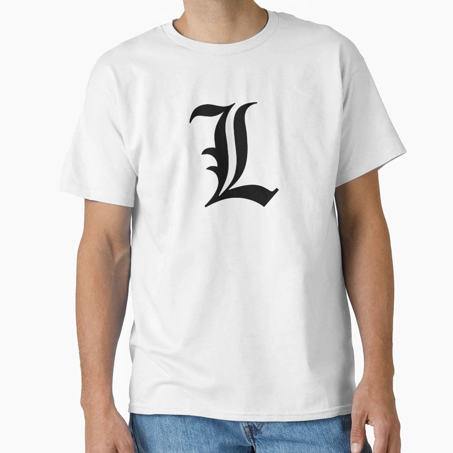 L Old English Initial Black Letter L T-Shirt - Minimalist Print Men Women - T-Shirt, Sweatshirt, Hoodie