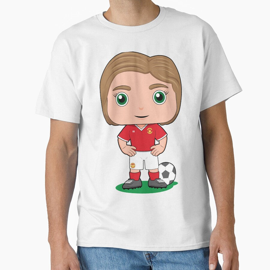 Cute soccer girl player illustration in red kit by - Adult & Kids T-Shirts, Sweatshirts & Hoodies apparel design preview 1