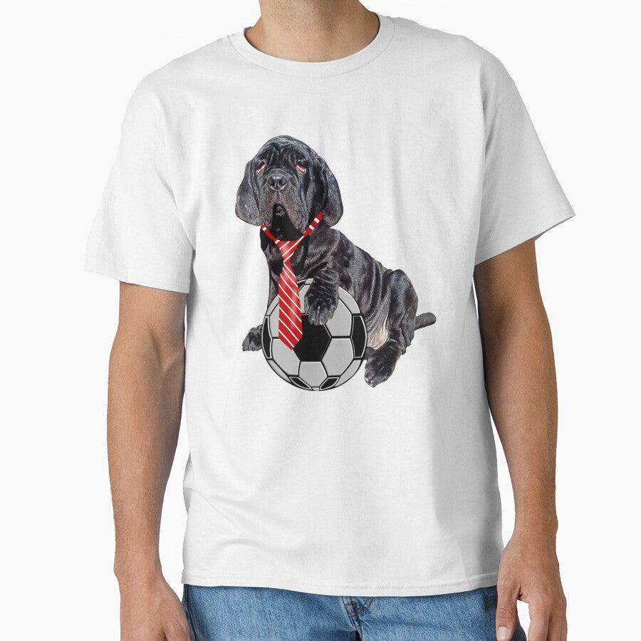 Black dog in a red tie and with soccer ball by Galina - Adult & Kids T-Shirts, Sweatshirts & Hoodies apparel design preview 1