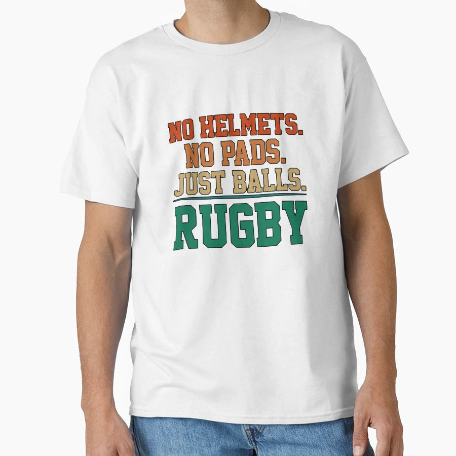 Colorful Rugby No Helmets No Pads T-Shirt - Aesthetic Graphic for Adults - T-Shirt, Sweatshirt, Hoodie