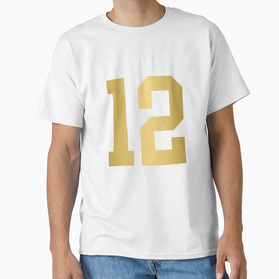 Golden Number 12 Sports Numbers T-Shirt - Novelty Apparel for Adults - T-Shirt, Sweatshirt, Hoodie