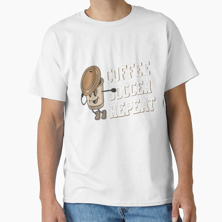 Coffee Soccer Repeat, funny by Merchattack - Adult & Kids T-Shirts, Sweatshirts & Hoodies apparel design preview 1