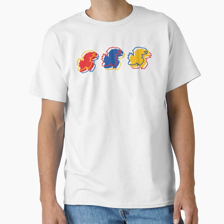 Ku Jayhawks Pattern White T-Shirt - Custom Art Print for Adults - T-Shirt, Sweatshirt, Hoodie