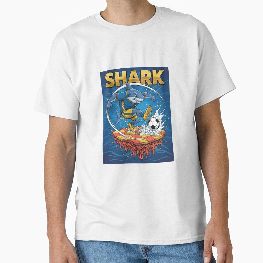 Shark Soccer Bicycle Kick by AlphaMinds - Adult & Kids T-Shirts, Sweatshirts & Hoodies apparel design preview 1