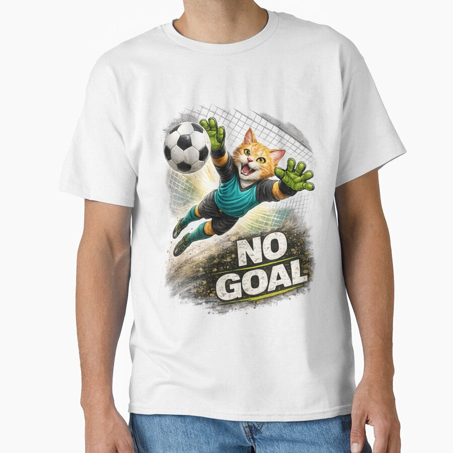 Goalkeeper Cat No Goal by IrynaLineArt - Adult & Kids T-Shirts, Sweatshirts & Hoodies apparel design preview 1